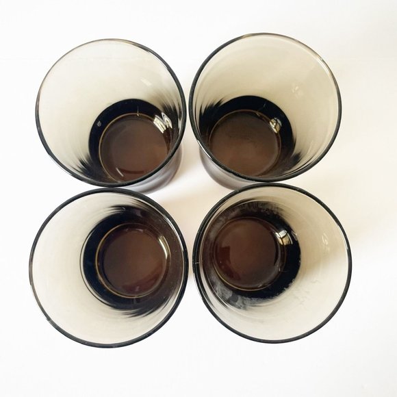 Anchor Hocking Linden Whiskey Rocks Glasses Smoke Brown Tumblers Old Fashion Set - Picture 7 of 10